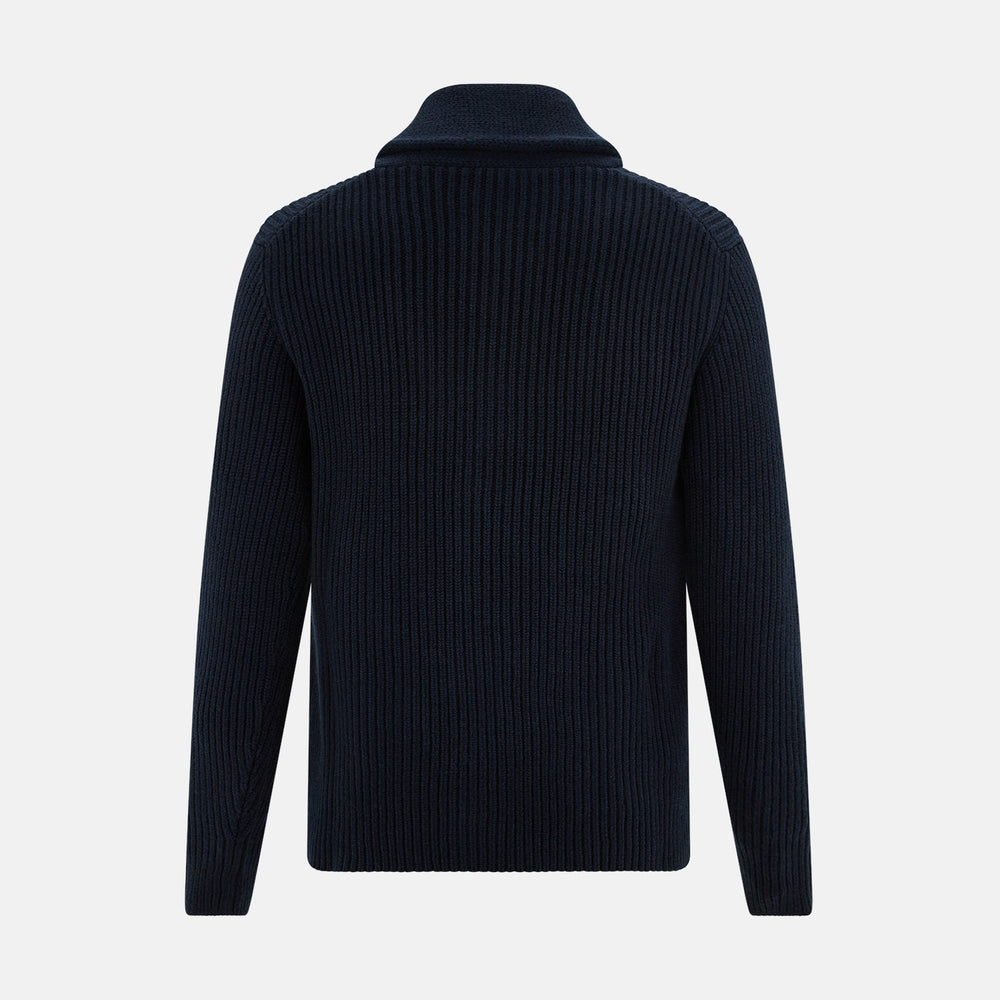 Midnight Blue Cashmere Shawl Collar Cardigan