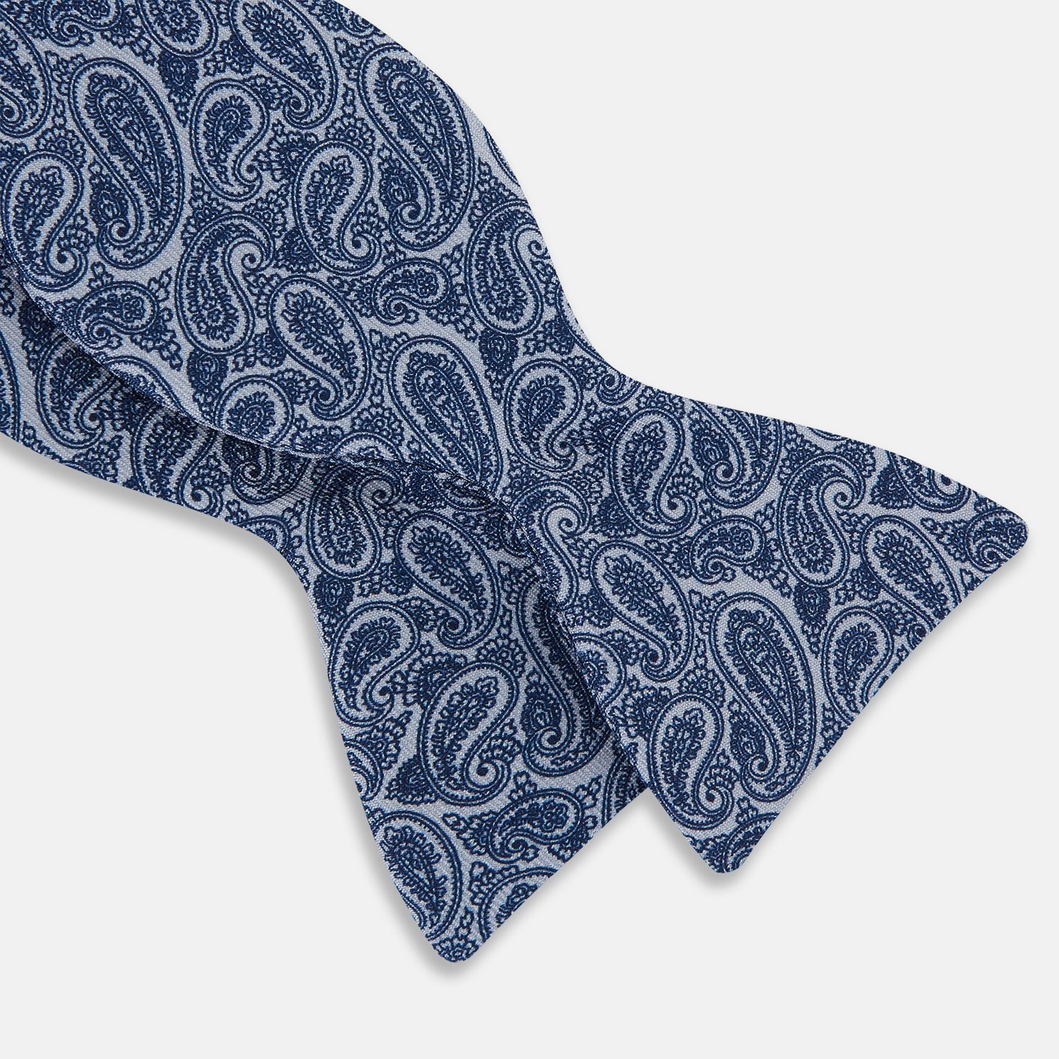 Pale Blue Paisley Silk Bow Tie