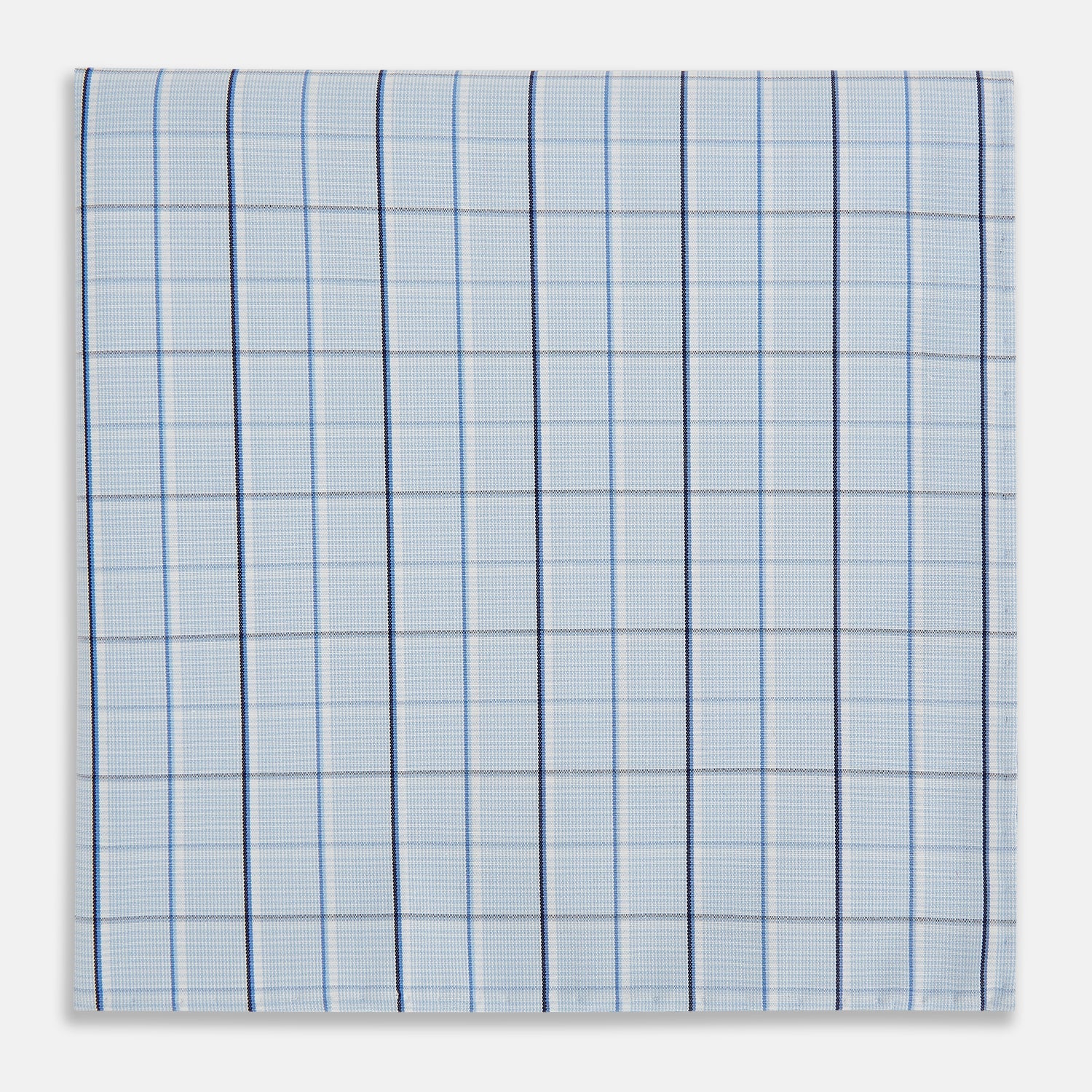 Navy and Blue Combination Check Hand-Rolled Handkerchief