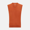 Orange Cashmere V-Neck Vest