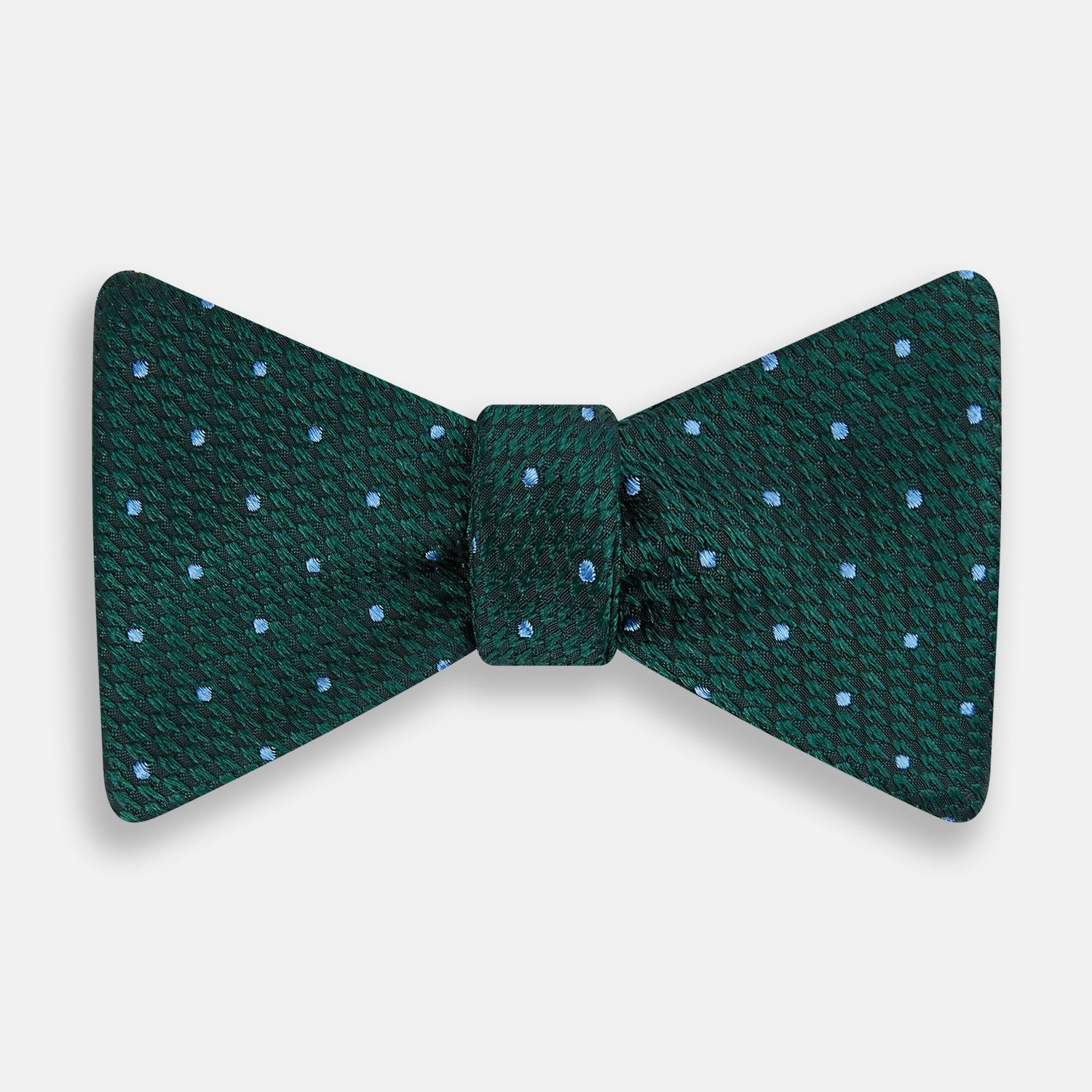 Forest Green and Sky Blue Spot Houndstooth Silk Bow Tie