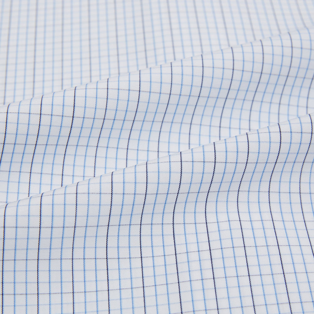 Pale Blue and Navy Grid Check Mayfair Shirt