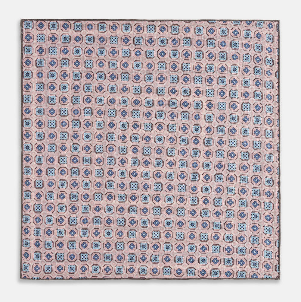 Lilac Dots and Floral Tile Double-Sided Silk Pocket Square