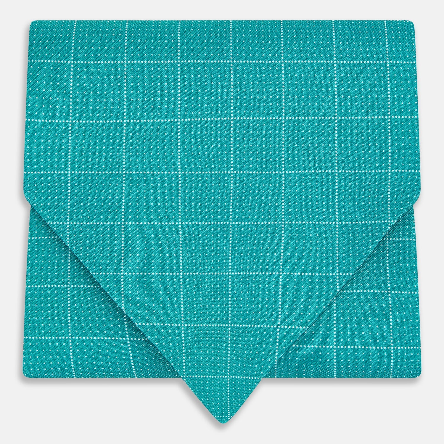 Turquoise Dotted Check Pattern Printed Silk Cravat