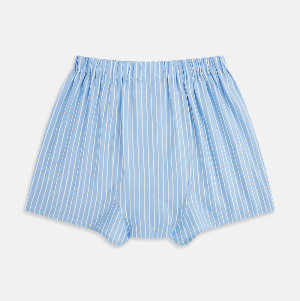 White and Blue Stripe Godfrey Boxer Shorts