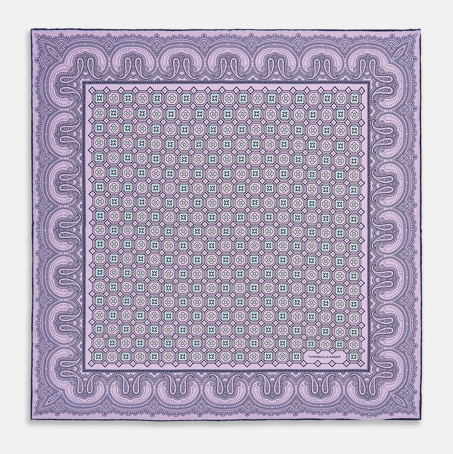 Lilac Floral Tile and Paisley Silk Pocket Square