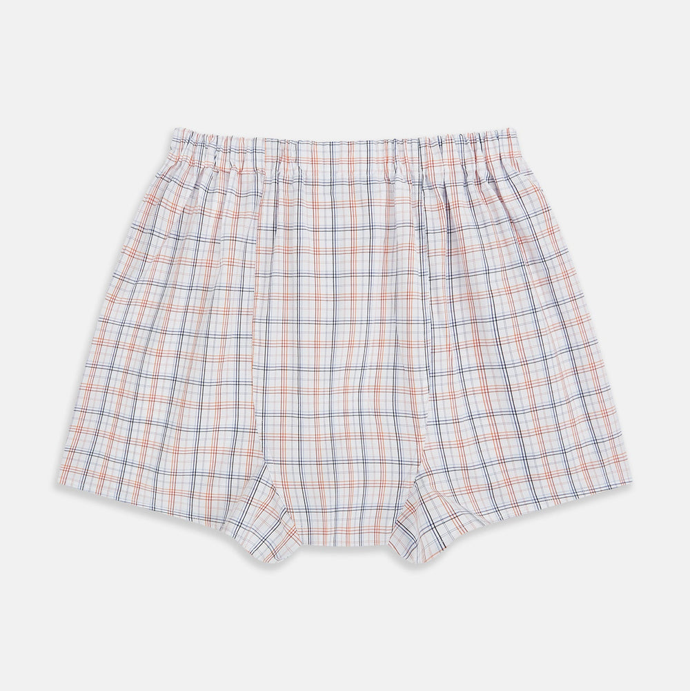 Blue and Orange Multi Graph Check Godfrey Boxer Shorts