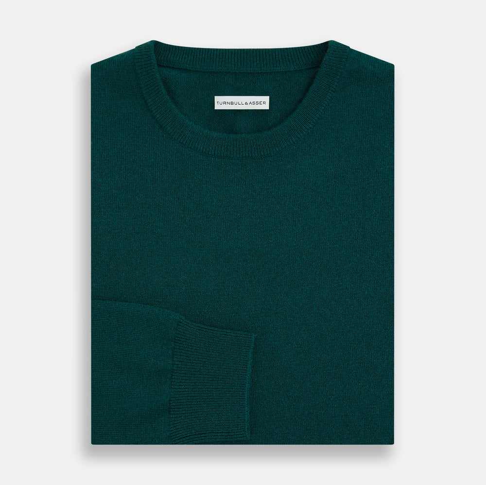 Moss Green Cashmere Round Neck Jumper