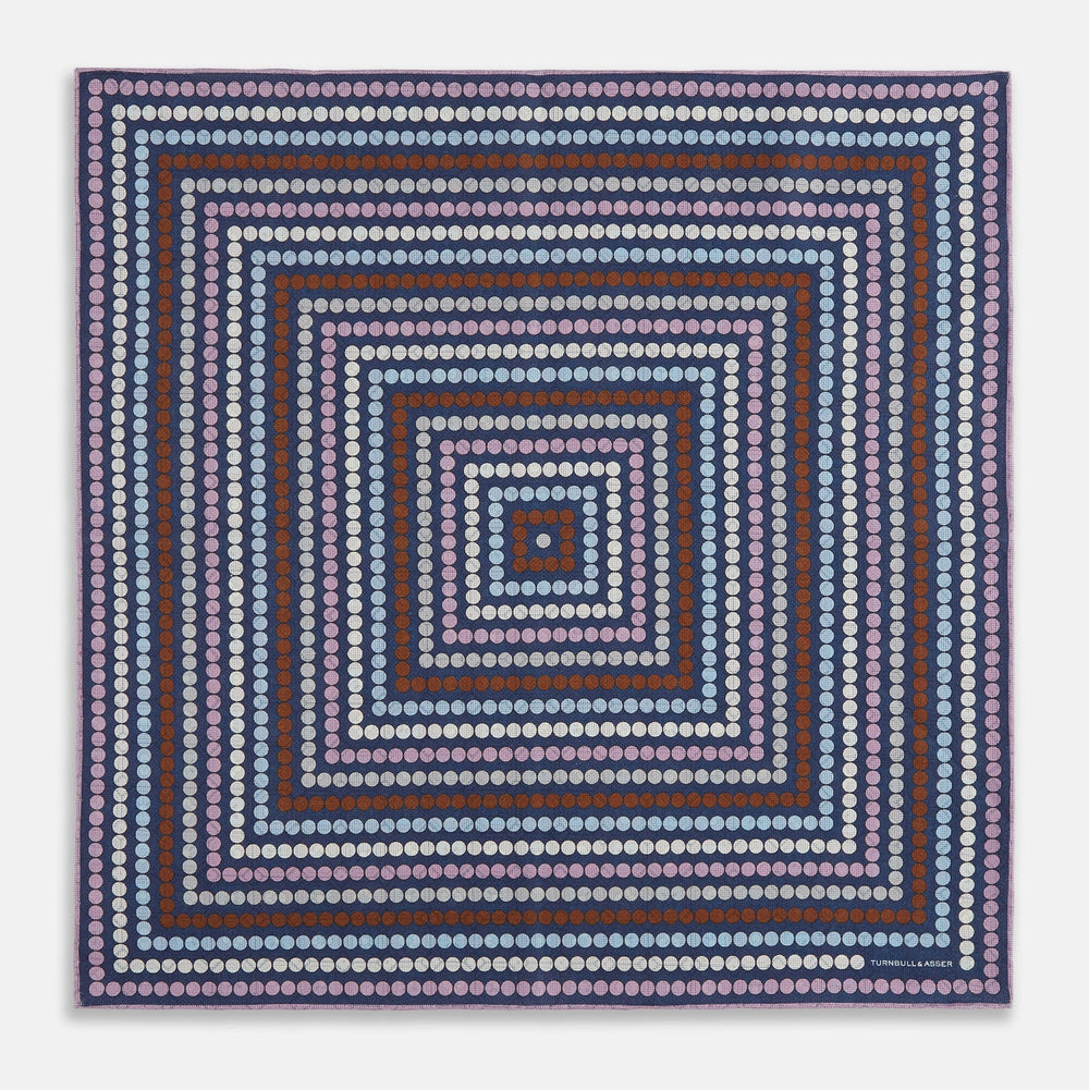 Azzurro Dots and Floral Tile Double-Sided Silk Pocket Square