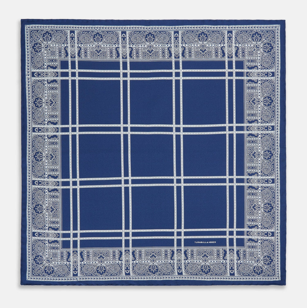 Azzurro Paisley Bandanda Patterned Silk Pocket Square
