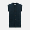 Dark Green Melange Cashmere Sleeveless Cardigan