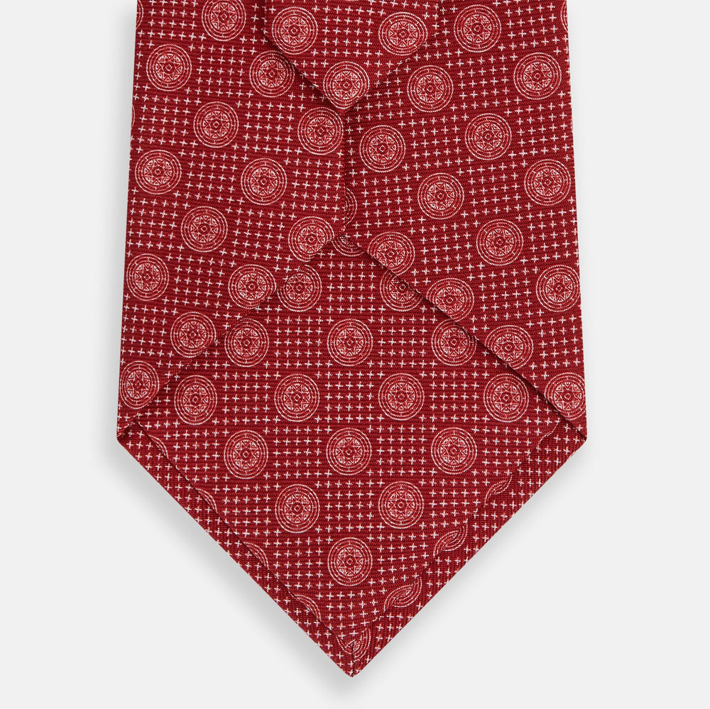 Red Medallion Silk Tie