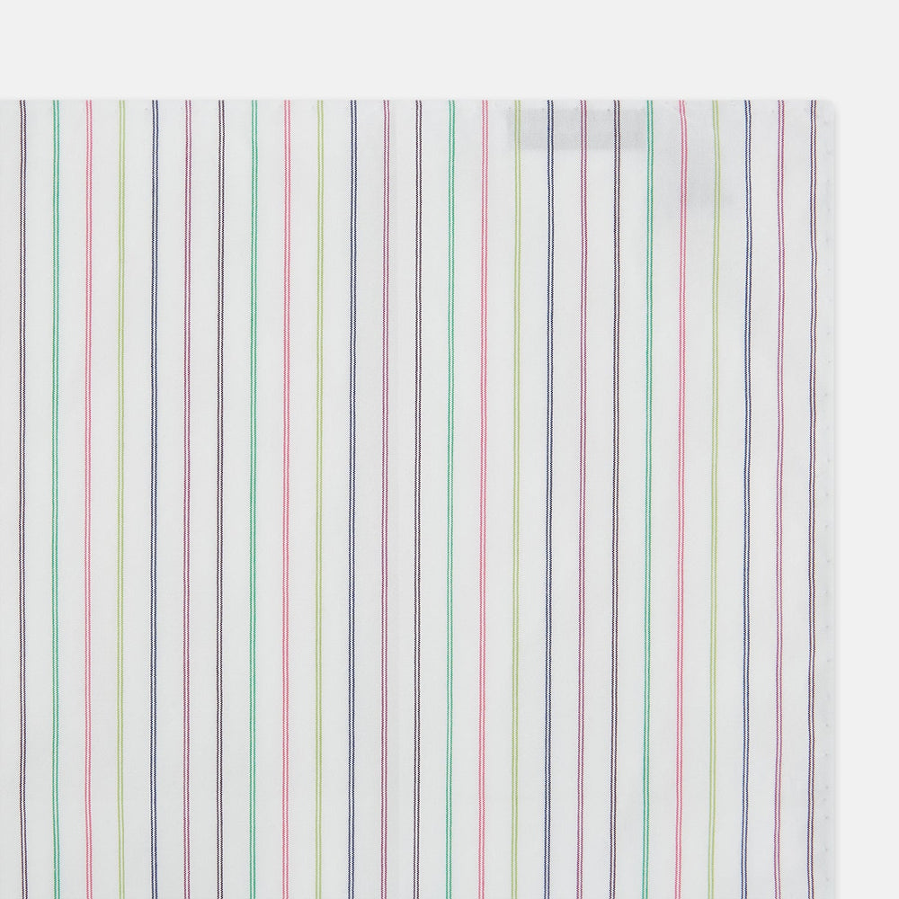 Green Multi Double Pinstripe Hand-Rolled Handkerchief