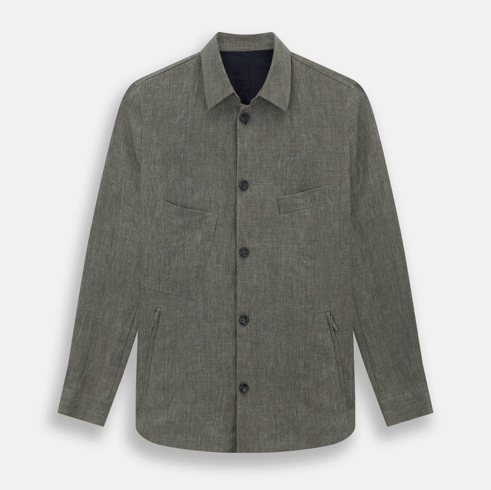 Olive Linen Holland Shacket