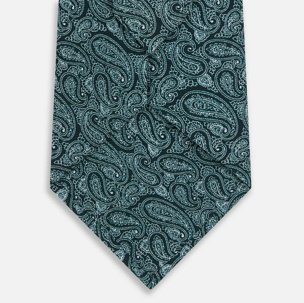 Light Petrol Paisley Silk Tie