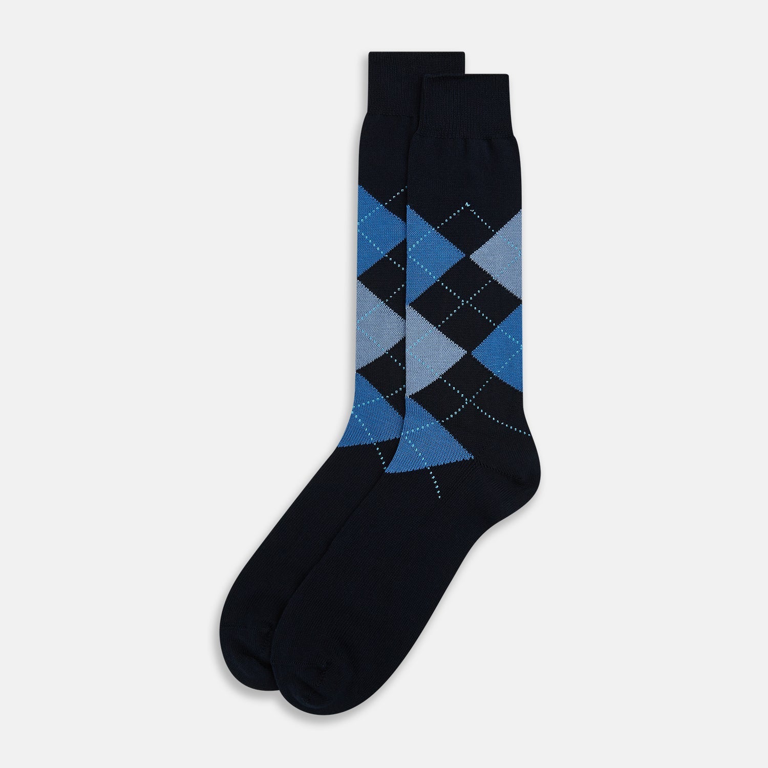Navy Check Mid-Length Socks