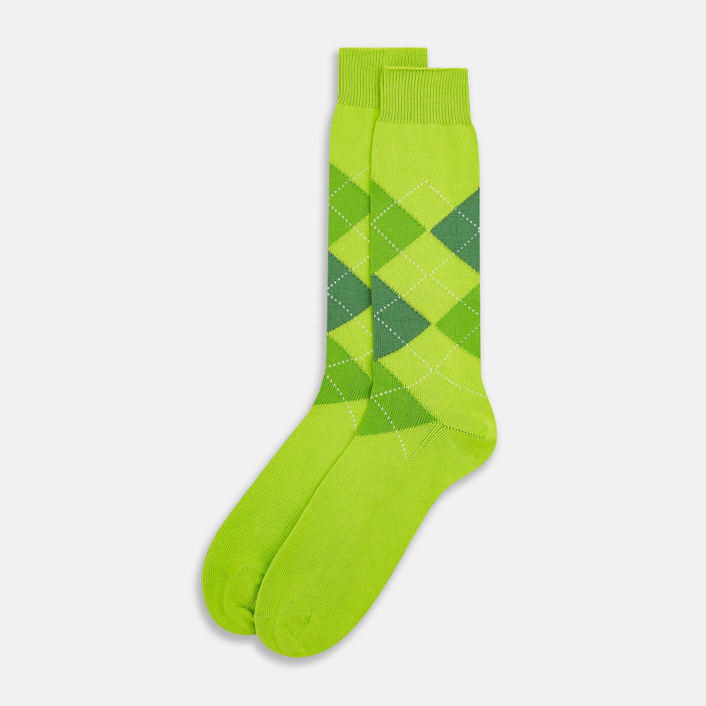 Lime Check Mid-Length Socks