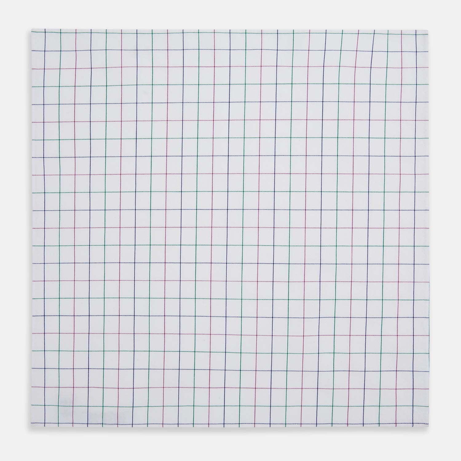 Hand Rolled Pink and Green Grid Check Handkerchief