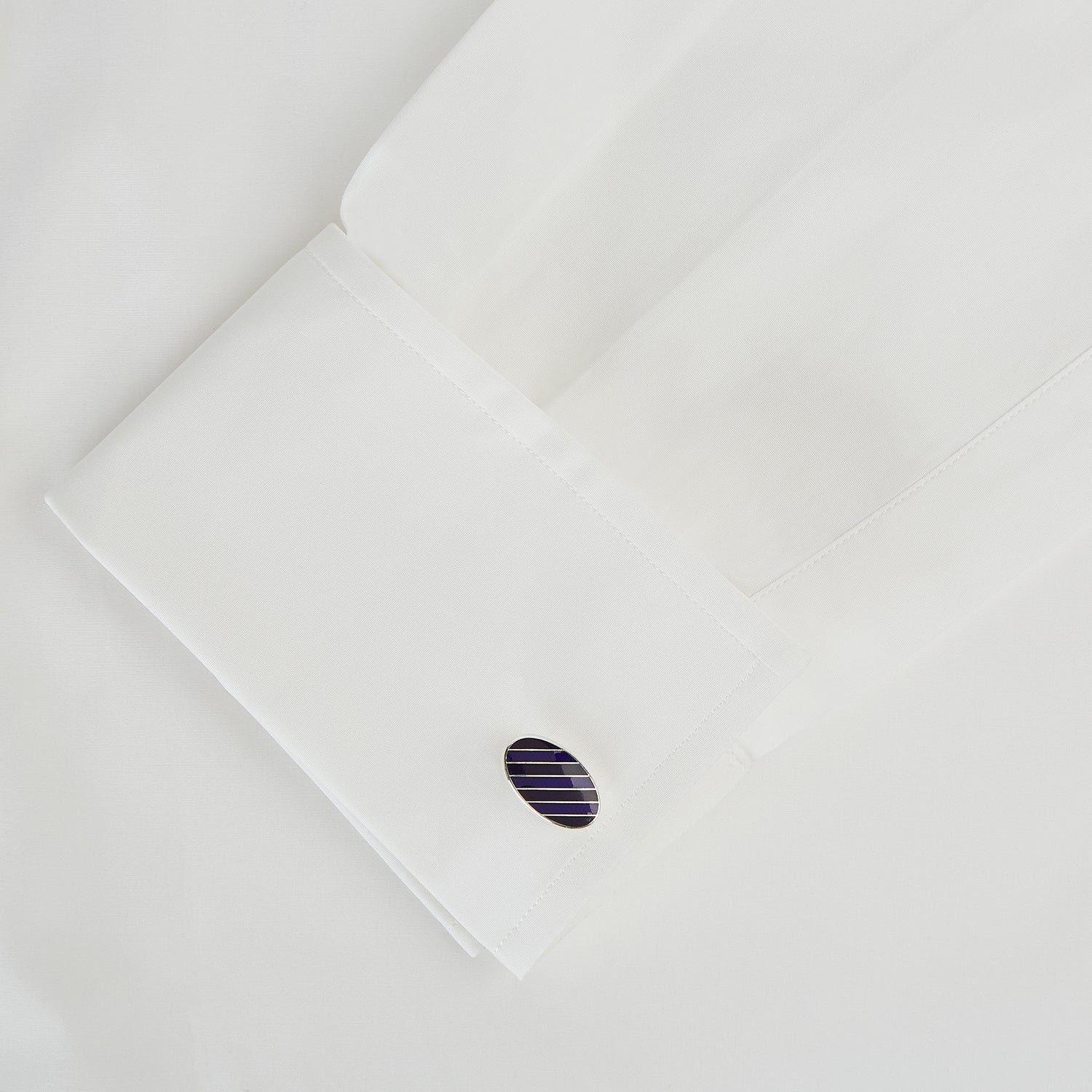 Navy Striped Oval Enamel Cufflinks