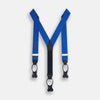 Pale Blue & White Small Spot Adjustable Silk and Navy Leather Braces