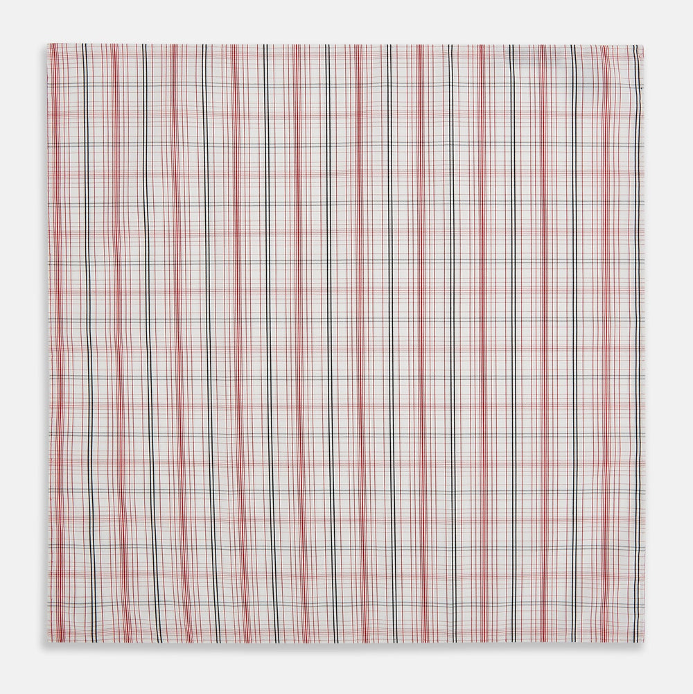 Red Multi Check Hand-Rolled Handkerchief