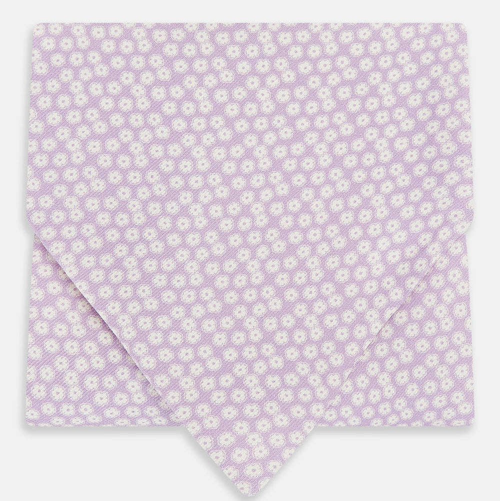 Lilac Flower Patterned Silk Cravat