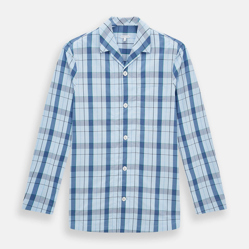 Blue Multi Check Pyjama Shirt