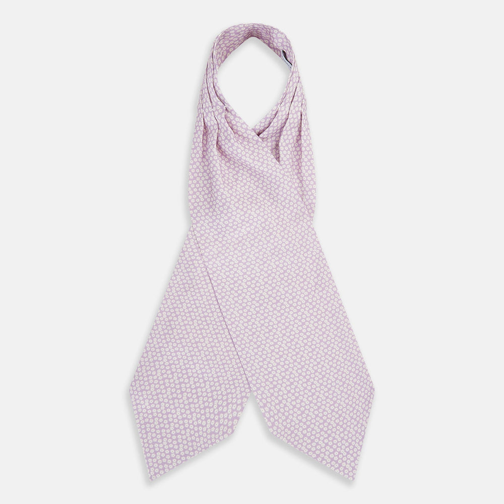 Lilac Flower Patterned Silk Cravat