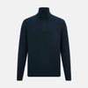 Dark Green Melange Half-Zip Cashmere Jumper