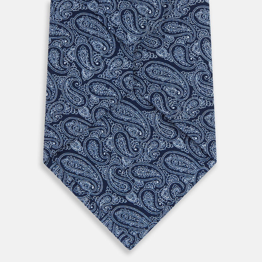 Dark Navy Paisley Silk Tie