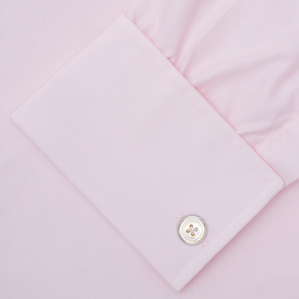 Pink Cotton Shirt with T&A Collar and Double Cuffs