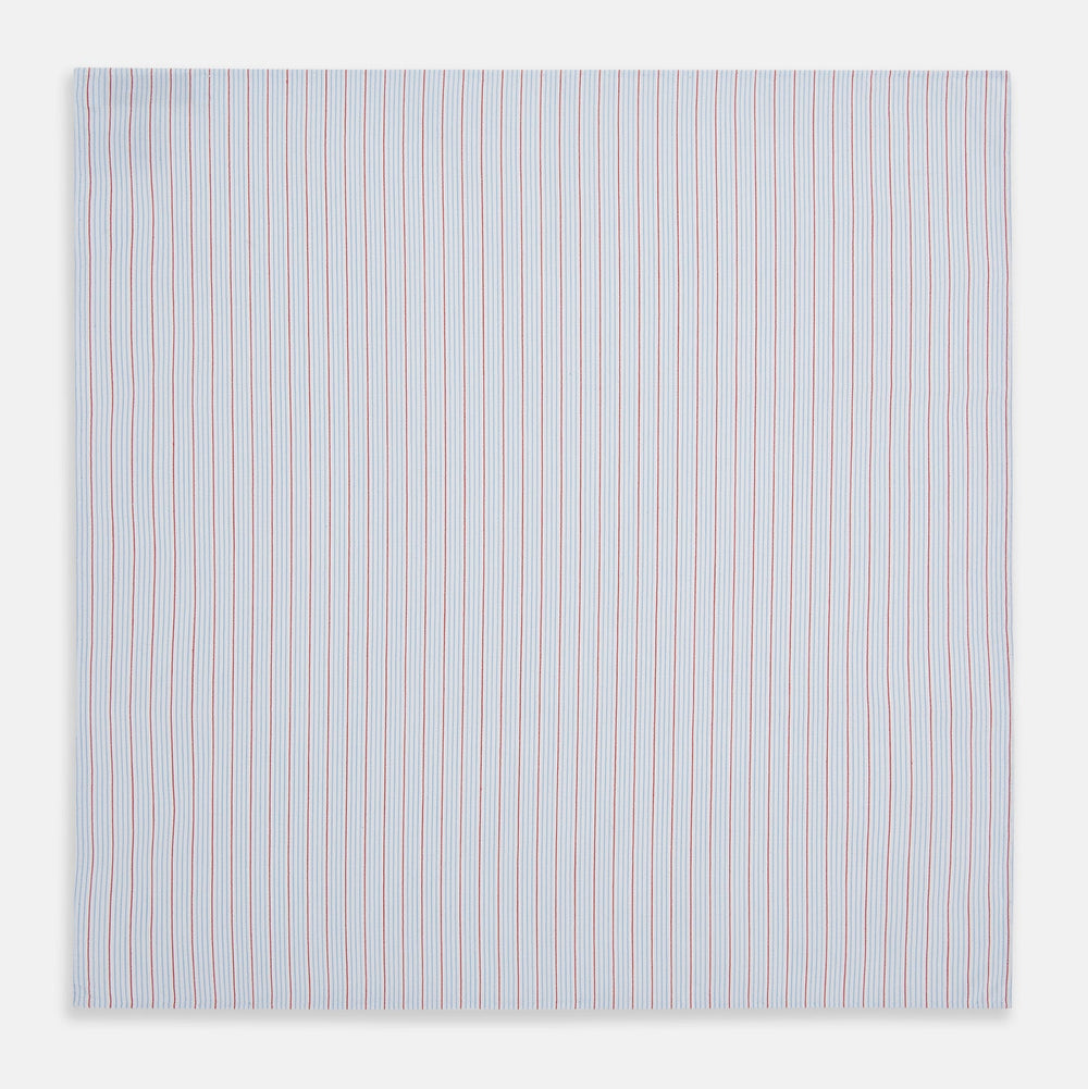 Hand Rolled Red Multi Pinstripe Handkerchief