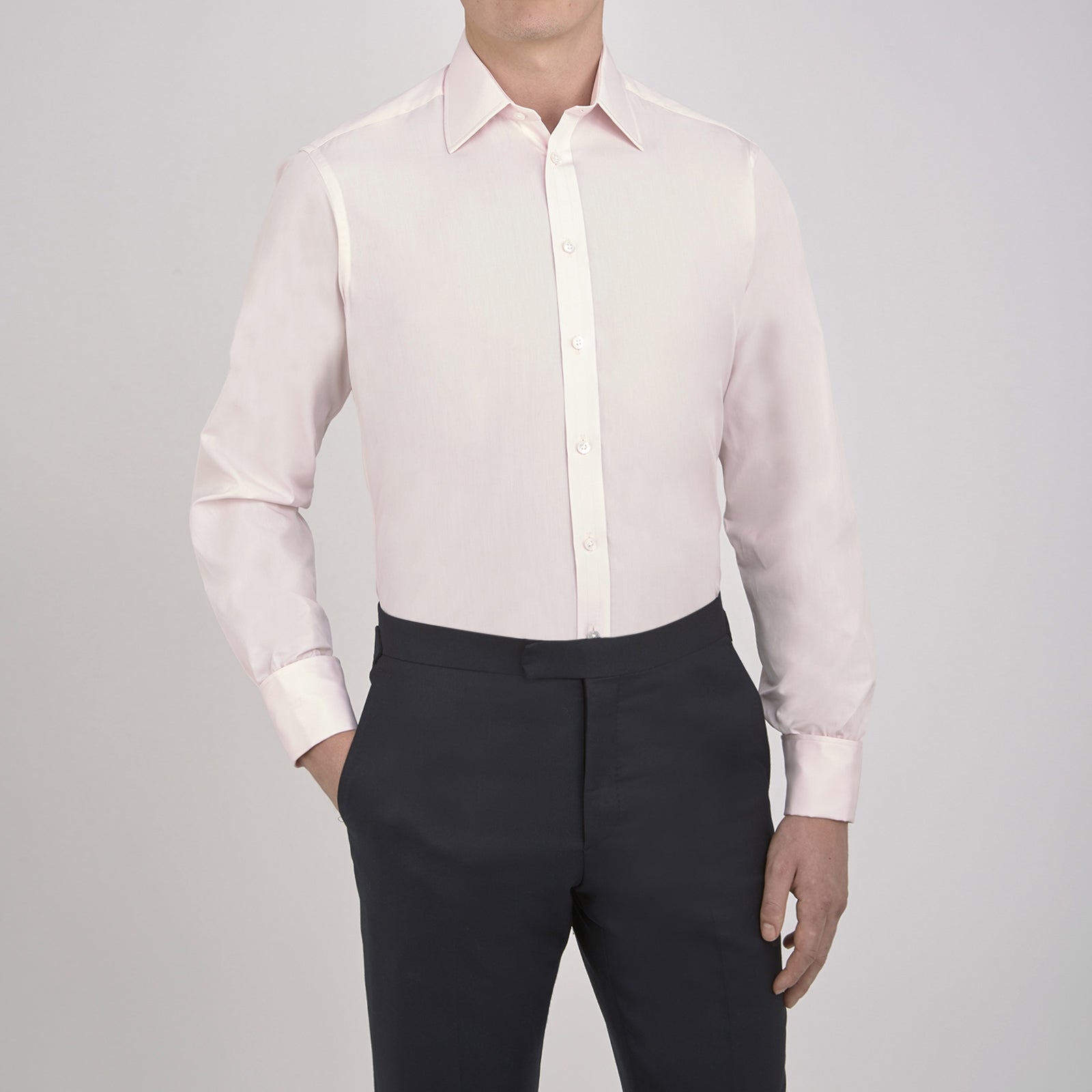 Pink Cotton Shirt with T&A Collar and Double Cuffs
