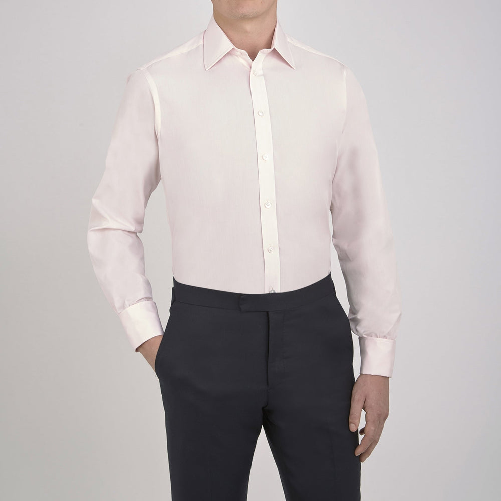 Pink Cotton Shirt with T&A Collar and Double Cuffs