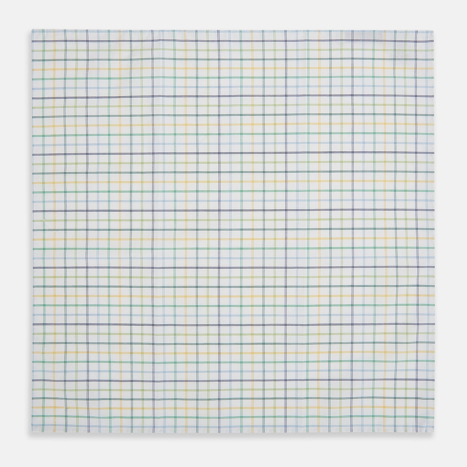 Yellow Multi Double Grid Check Hand-Rolled Handkerchief