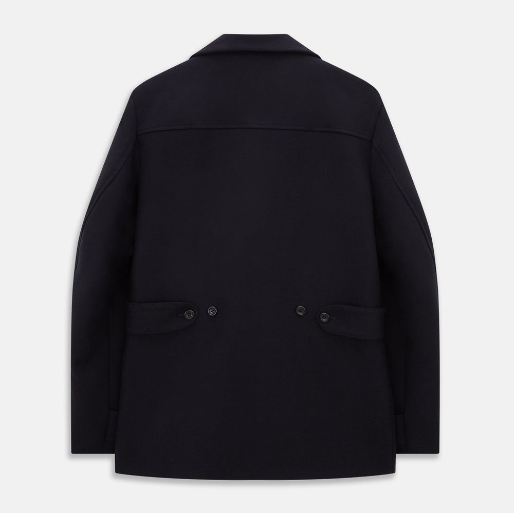 Navy Wellington Double-Breasted Caban Coat