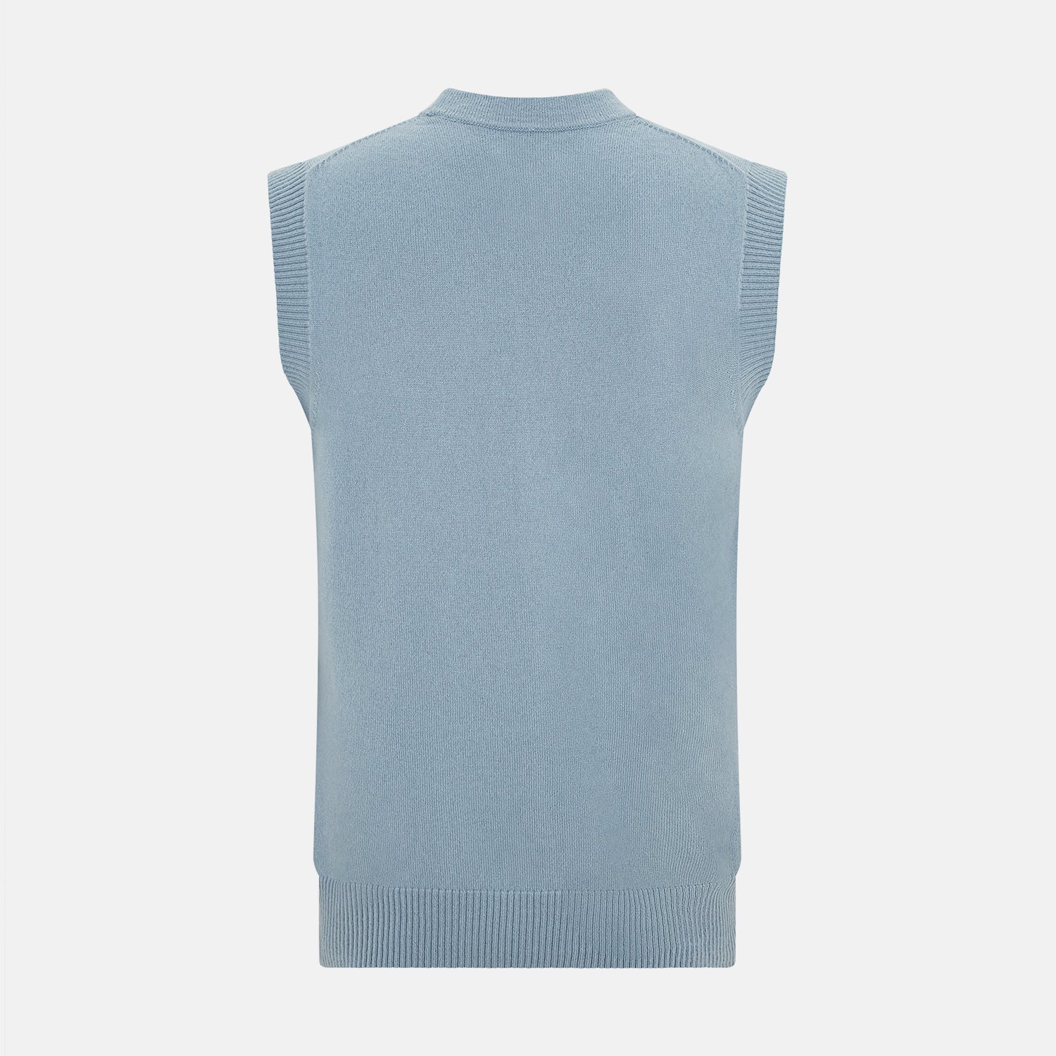Frost Blue Cashmere Sleeveless Cardigan
