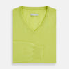 Lemon Green Cashmere V-neck Jumper