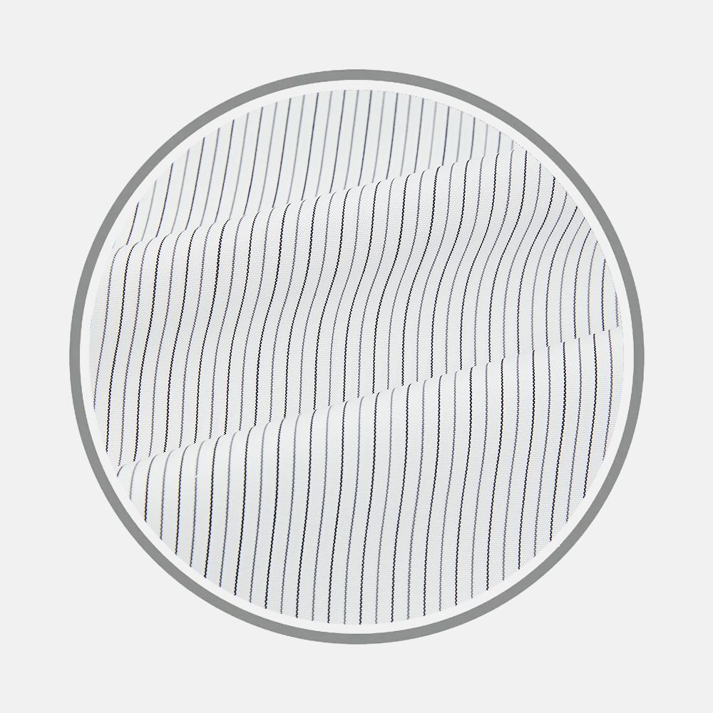 Midnight Blue And Grey Fine Stripe Fabric