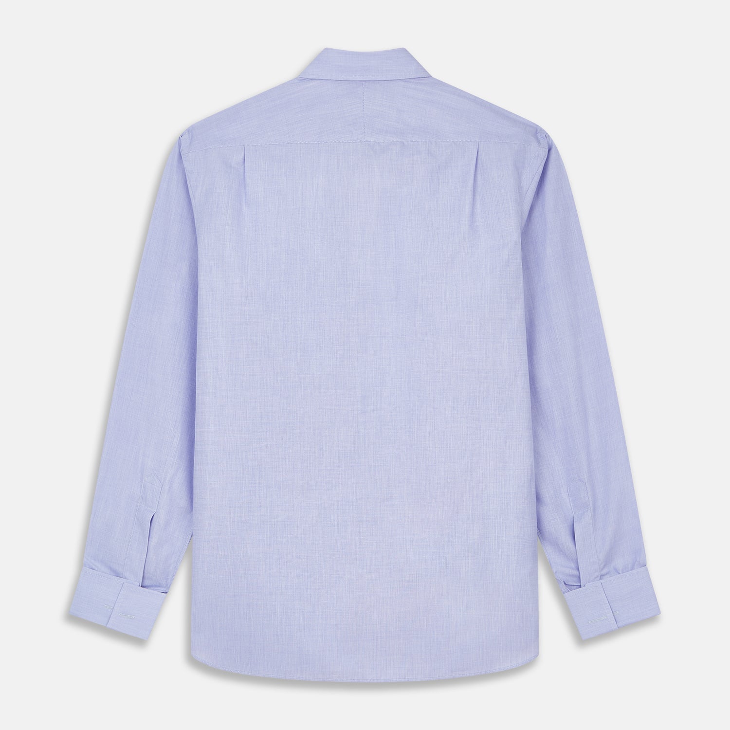 Tailored Fit Blue End-on-End Cotton Shirt with Kent Collar and Double Cuffs