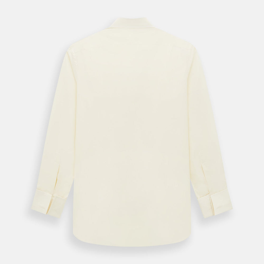 Cream Cotton Shirt with T&A Collar and Double Cuffs
