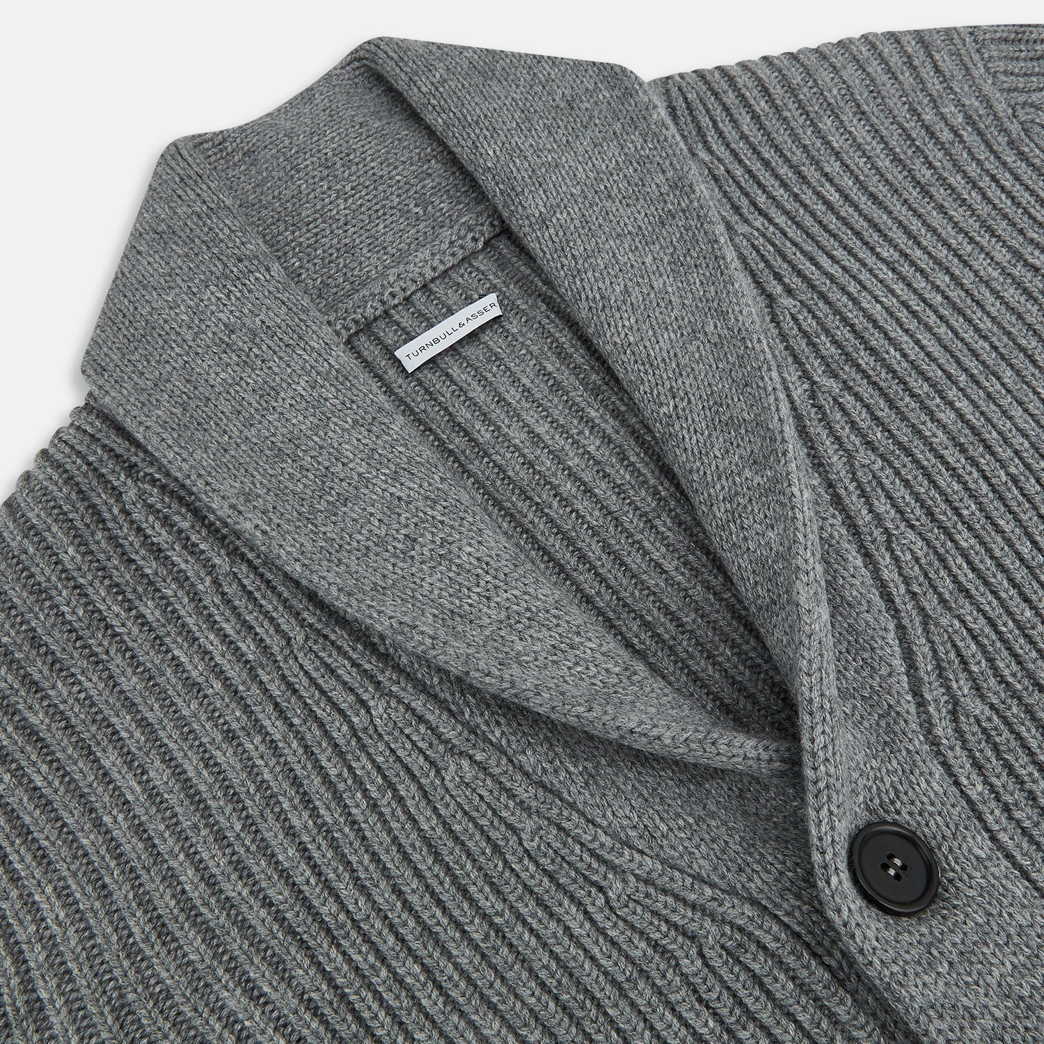 Grey Melange Cashmere Shawl Collar Cardigan