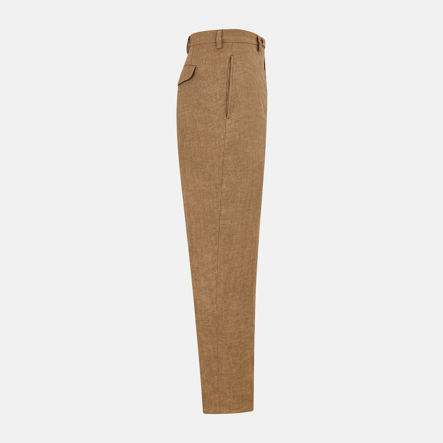 Camel Striped Linen Edmund trousers