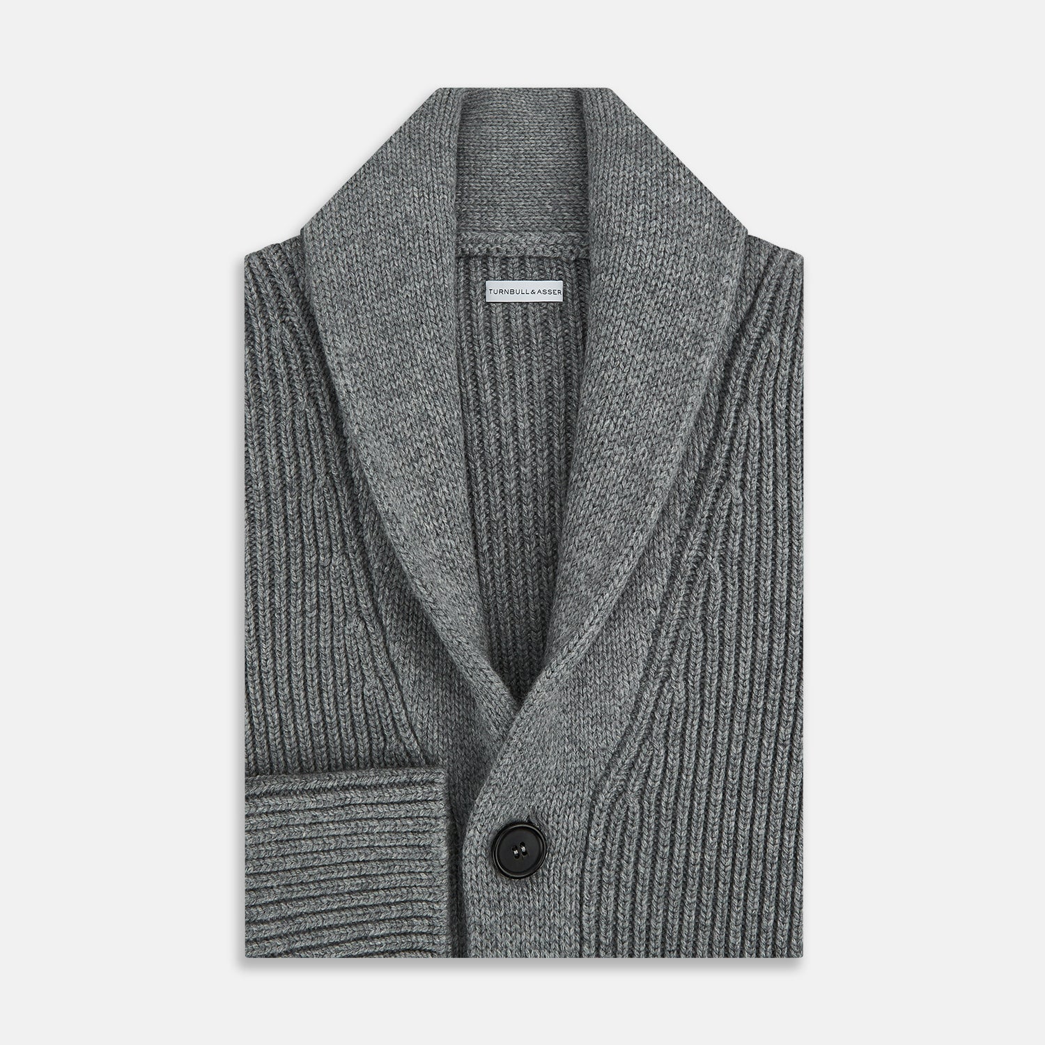 Grey Melange Cashmere Shawl Collar Cardigan