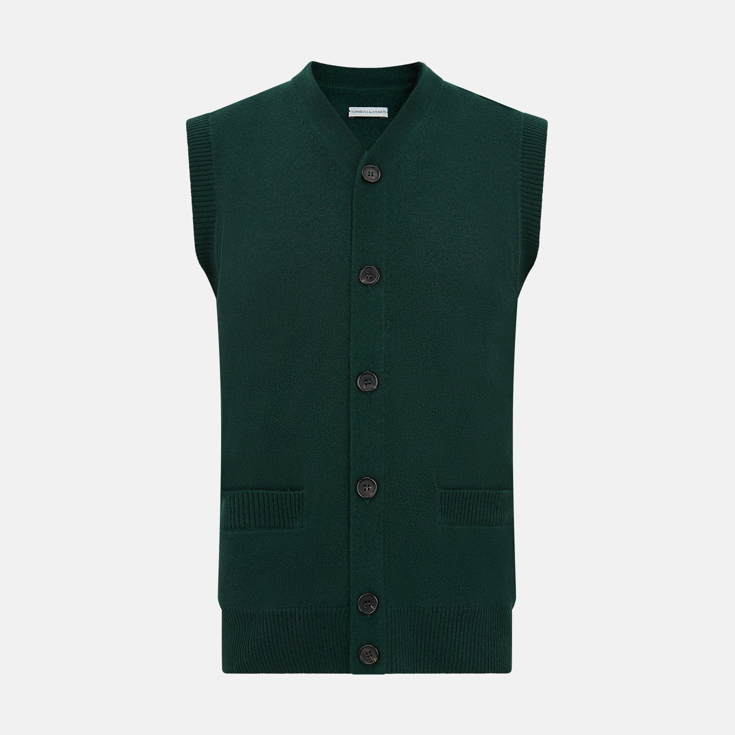 Forest Green Cashmere Sleeveless Cardigan