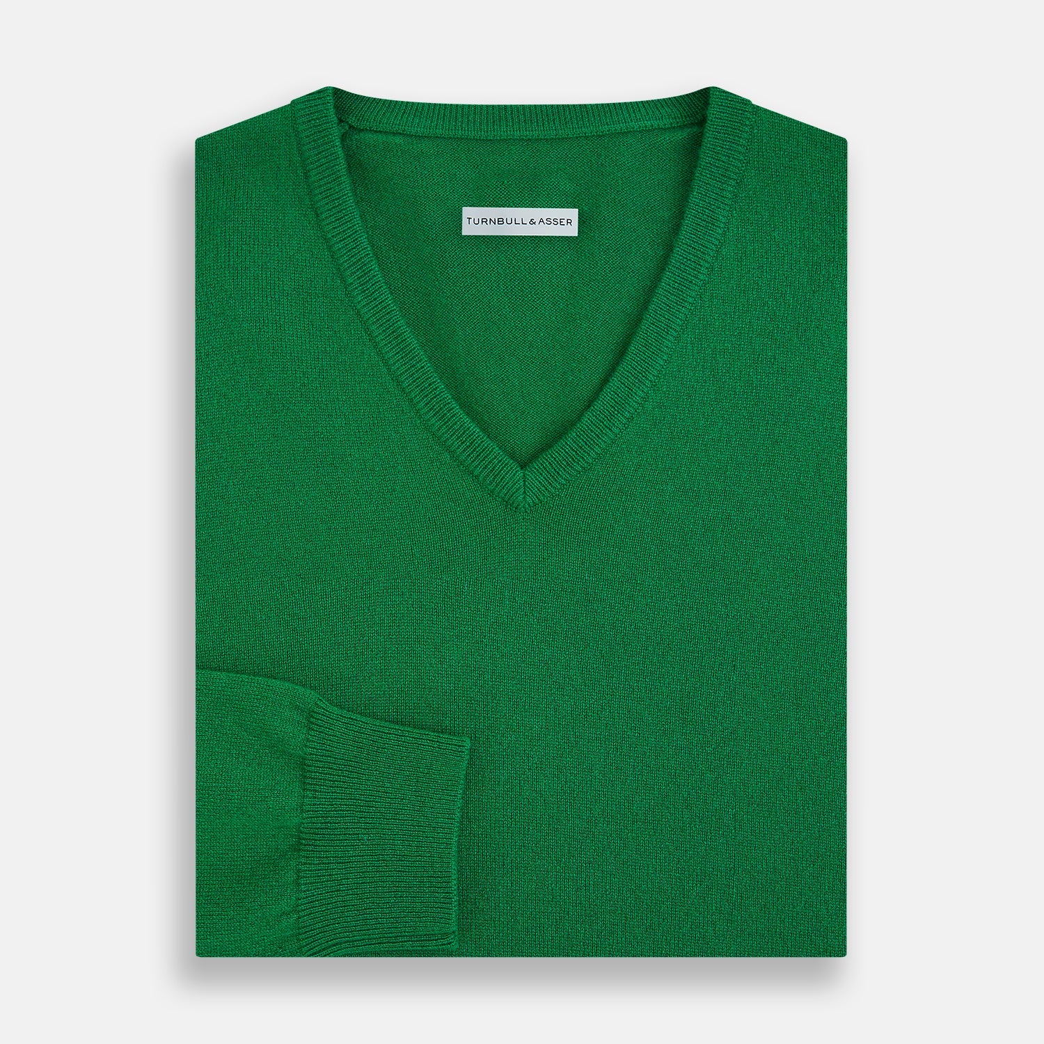 Grass Green Cashmere V-neck Jumper