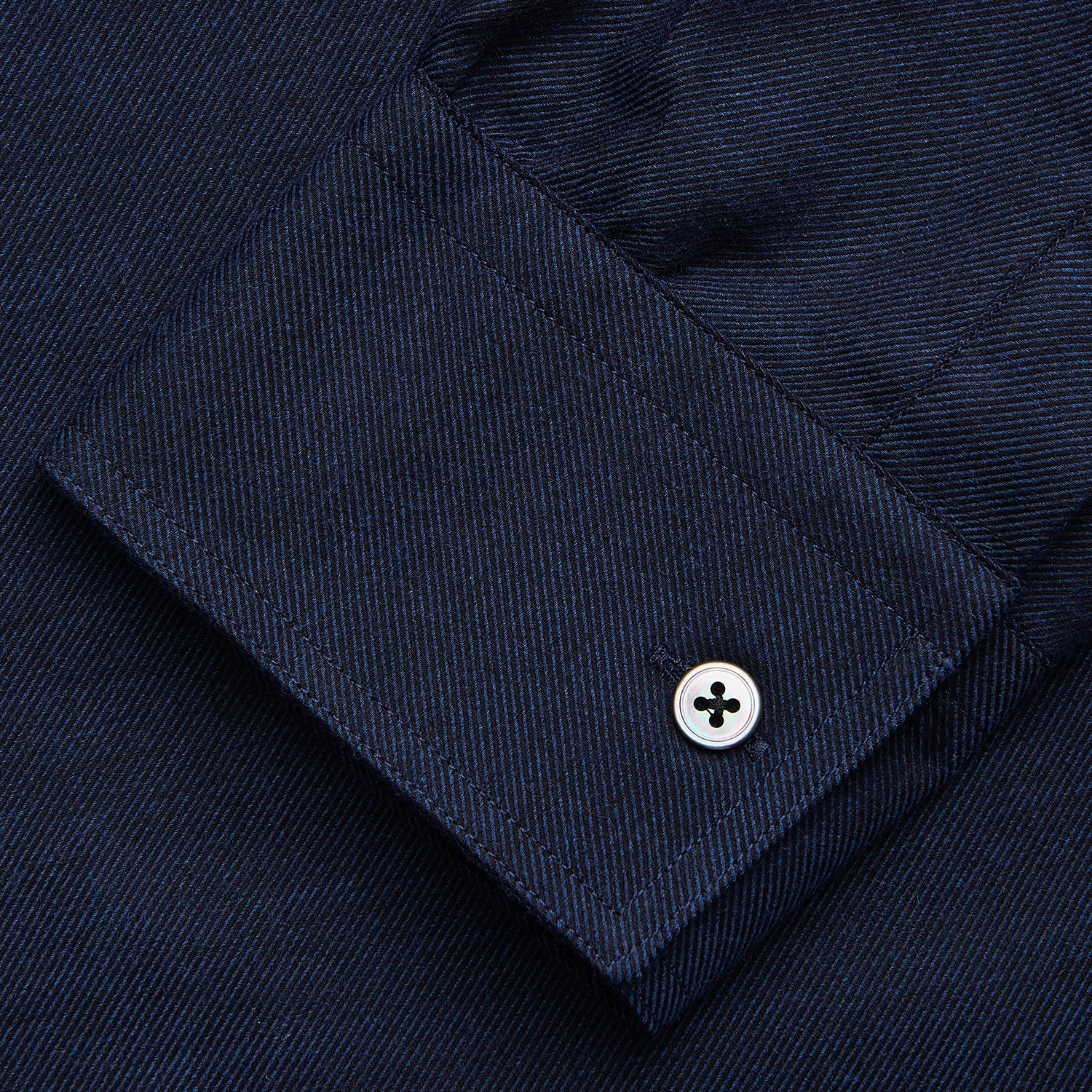 Navy Weekend Fit Nevis Cotton-Cashmere Shirt With Dorset Collar And 1-Button Cuffs