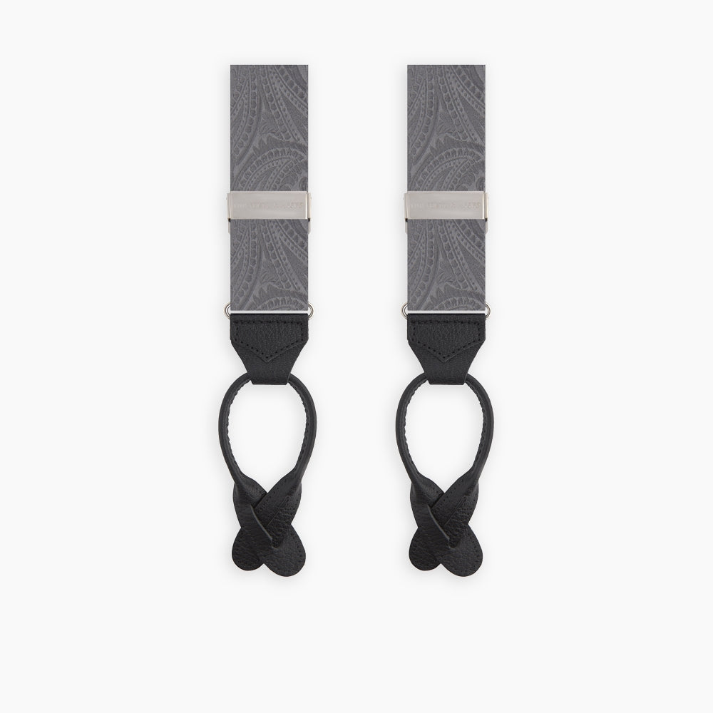 Silver Paisley Adjustable Silk Braces