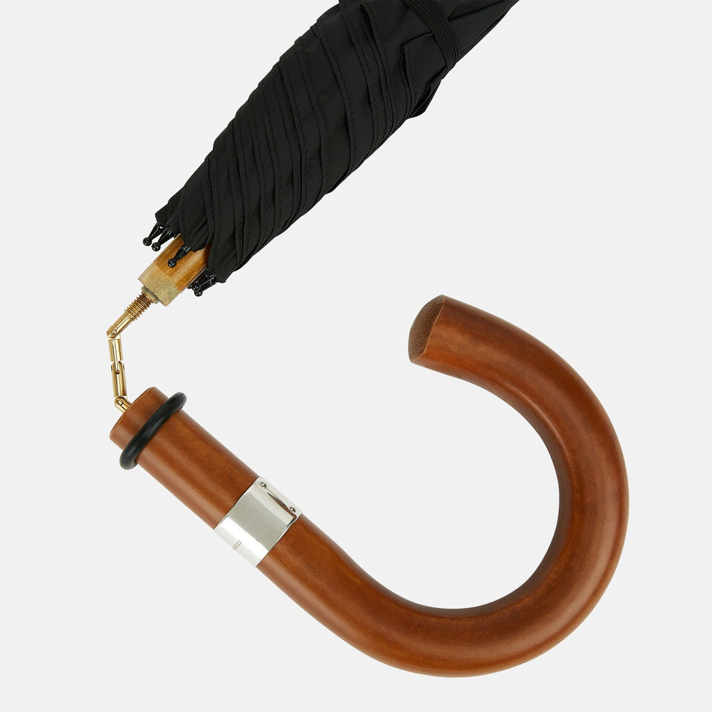 Black Traveller Umbrella with Malacca Crook Handle