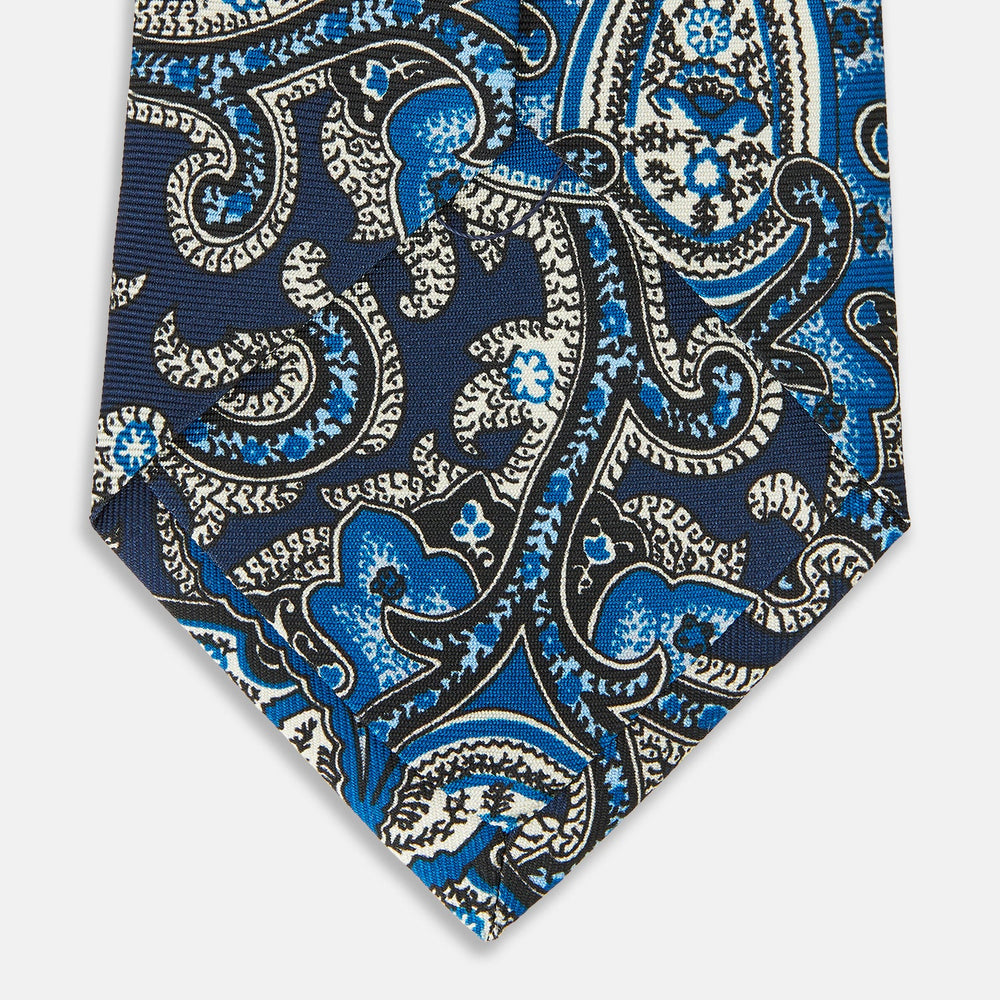 Blue and Navy Twisted Paisley Silk Tie